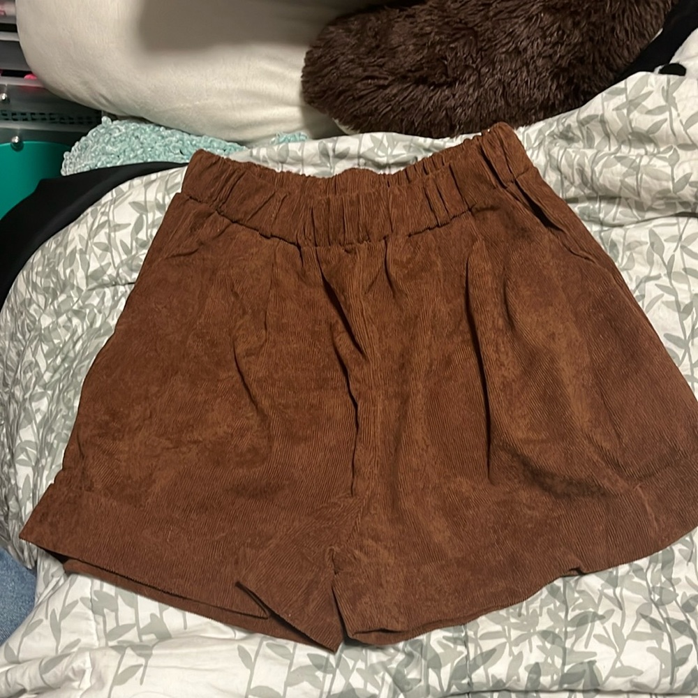 Brown corduroy long ish shorts